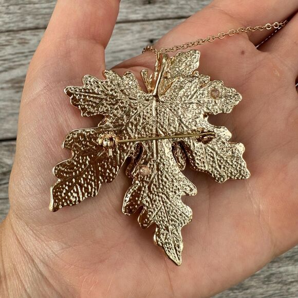 Fall Leaves Brooch Fall Necklace Fall Leaves Pin Fall Jewelry Leaf Stack Brooch - Picture 5 of 5